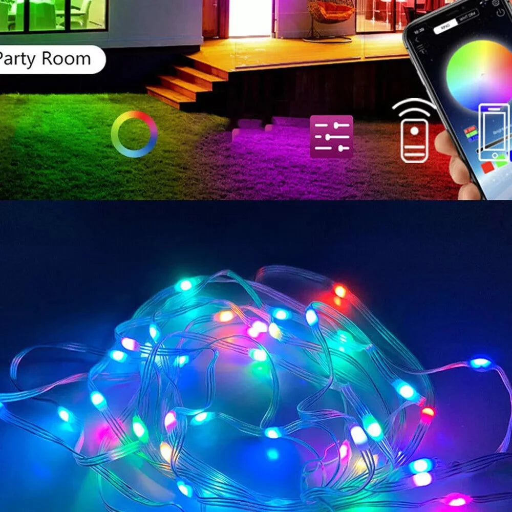 Led Fairy String Light Bluetooth APP RGB IC Smart RGB Multi Color LED Fairy Lights