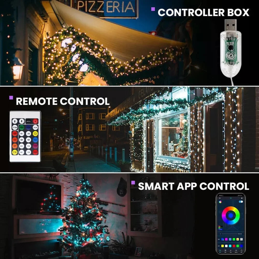 Led Fairy String Light Bluetooth APP RGB IC Smart RGB Multi Color LED Fairy Lights